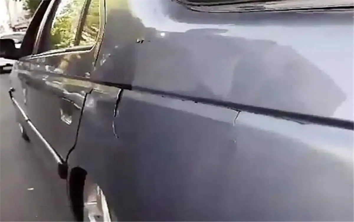 پاره شدن بدنه پژو پارس/ شاهکار جدید ایران خودرو