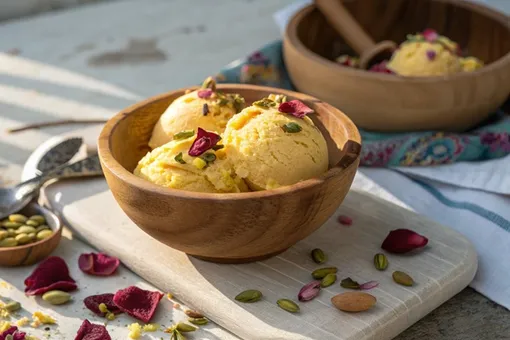 طرز تهیه بستنی سنتی زعفرانی خوشمزه و مجلسی برای روزهای گرم