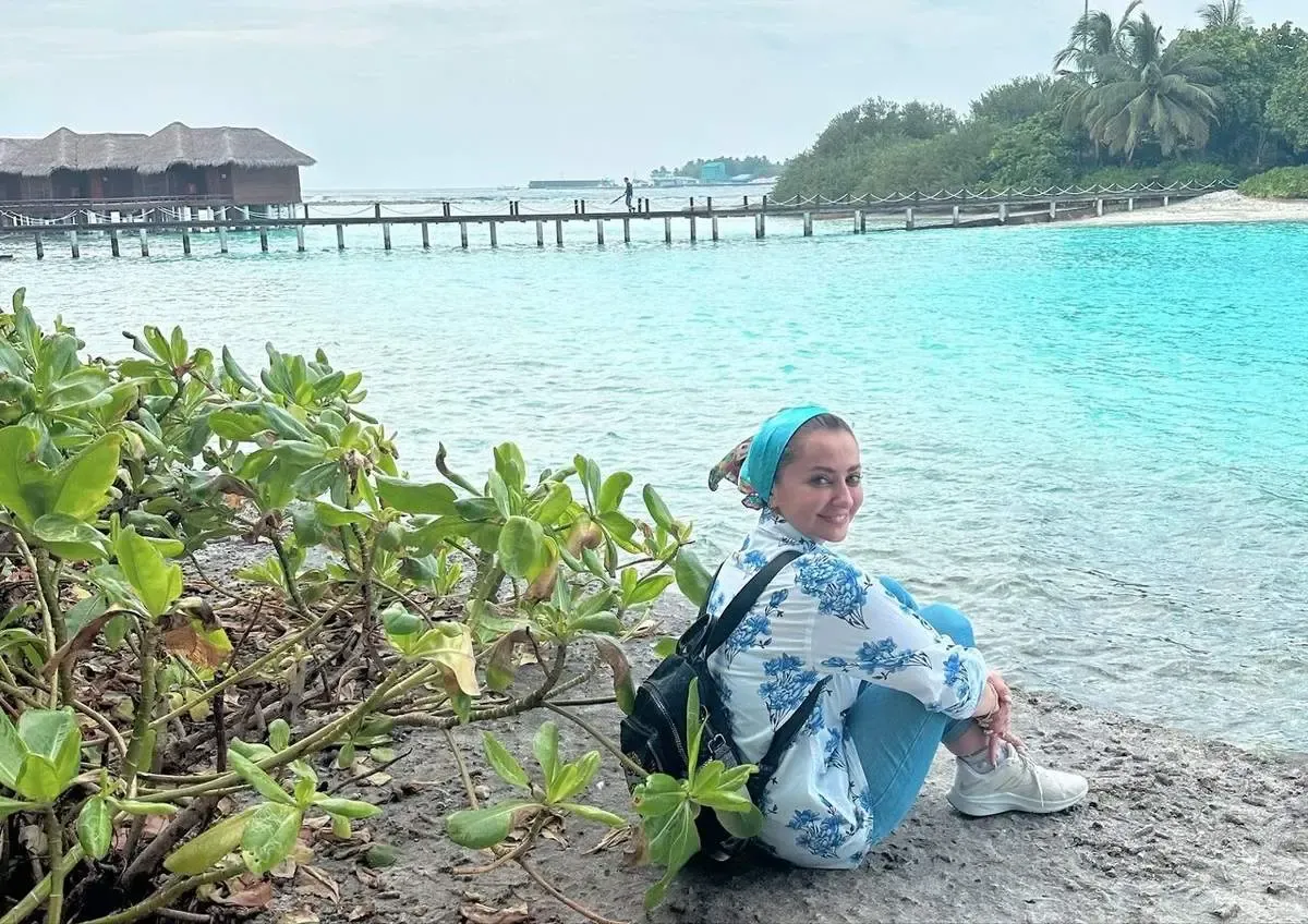 خوش‌گذرانی نفیسه روشن در جزیره مالدیو/ عکس