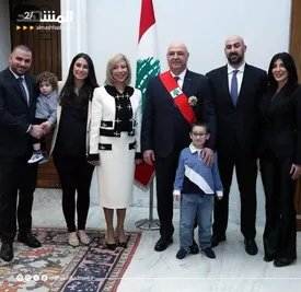 قاب خانوادگی رئیسجمهور جدید لبنان و همسرش (نعمت)