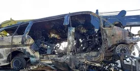 سواری ون در محور قم - کاشان واژگون شد/  شش نفر  مردند