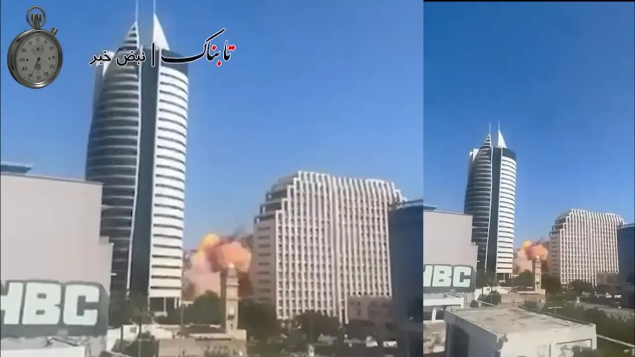 اصابت موشک ایران به برج موشکی اسرائیل