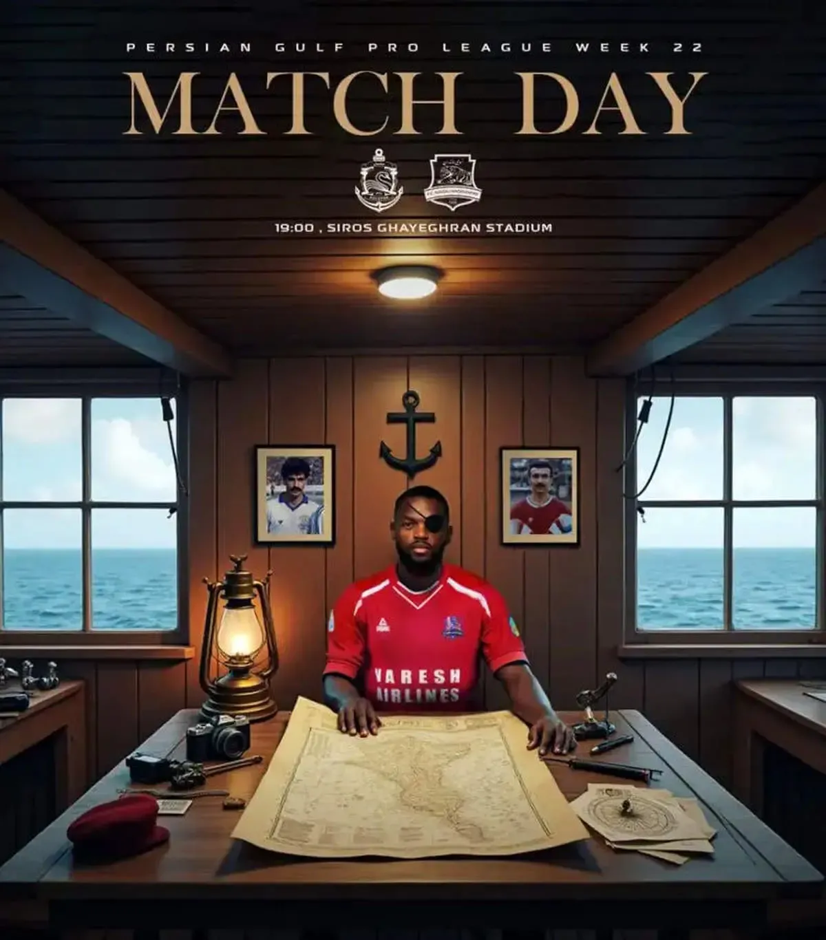 پوستر جنجالی نساجی برای دیدار با ملوان/ کوین یامگا در نقش دزد دریایی!