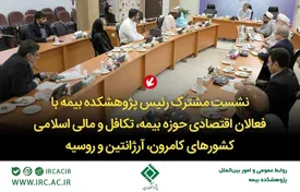 نشست رئیس پژوهشکده بیمه با فعالان اقتصادی حوزه بیمه، تکافل و مالی اسلامی کشورهای کامرون، آرژانتین و روسیه