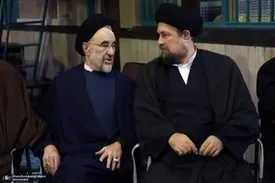 گپ و گفت سید حسن خمینی و سید محمد خاتمی در حرم امام+عکس
