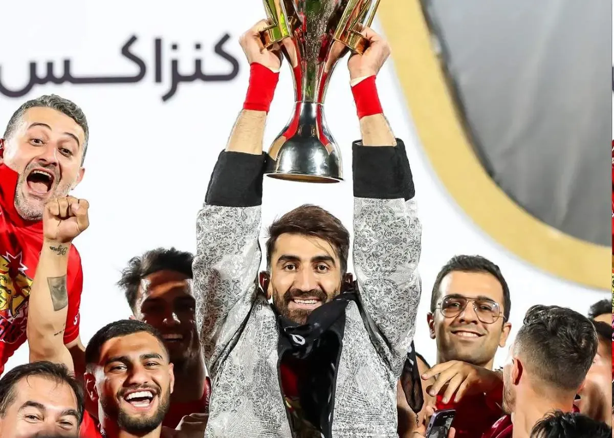 استایل خاص بیرانوند در جشن قهرمانی/ عکس