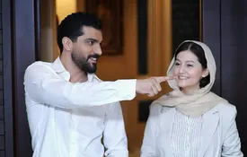 شوخی غیرمتعارف سینا مهراد و پردیس احمدیه جلوی دوربین!/ عکس