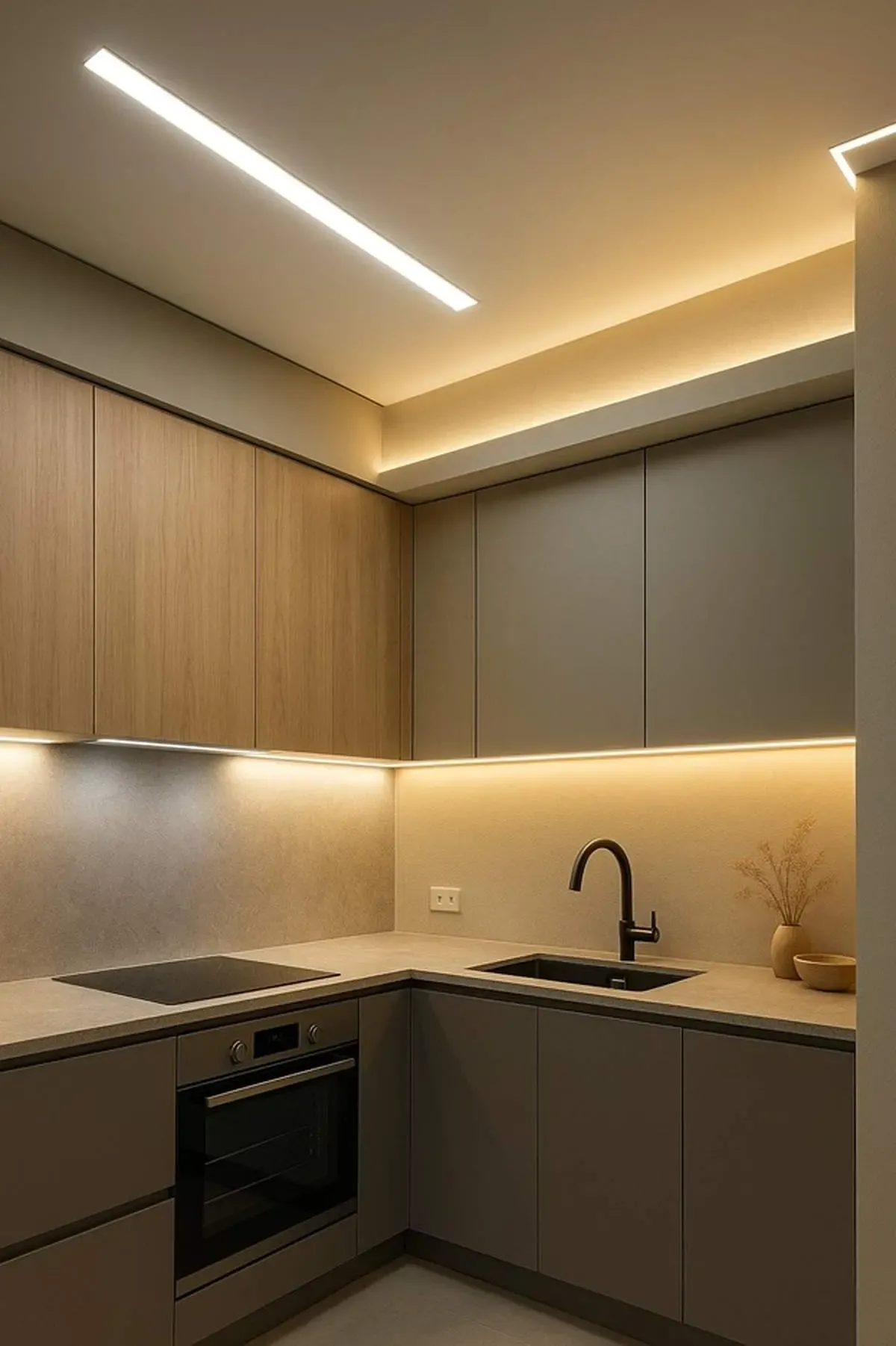 چطور با ریسه‌های خطی و ژله‌ای، آشپزخانه‌ای زیبا و مدرن بسازیم؟