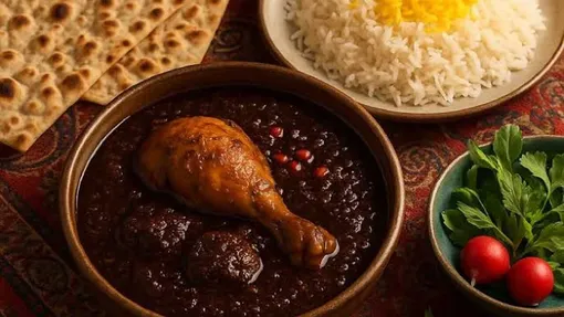فسنجان گیلانی با بقیه فسنجان‌ها فرق دارد؛ راز طعم ترش و رنگ تیره آن
