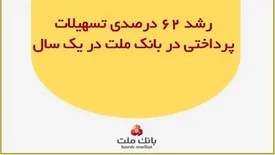 رشد ۶۲ درصدی تسهیلات پرداختی در بانک ملت در یک سال