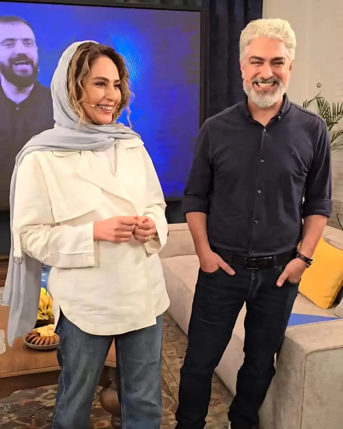 چهره متفاوت سمیرای زخم کاری به همراه همسرش در برنامه عادل/ عکس