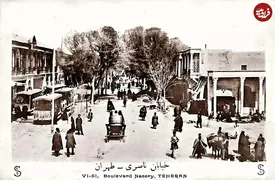 خیابان ناصریه (ناصرخسرو) در تهران؛ حوالی دهه ۱۲۸۰ خورشیدی