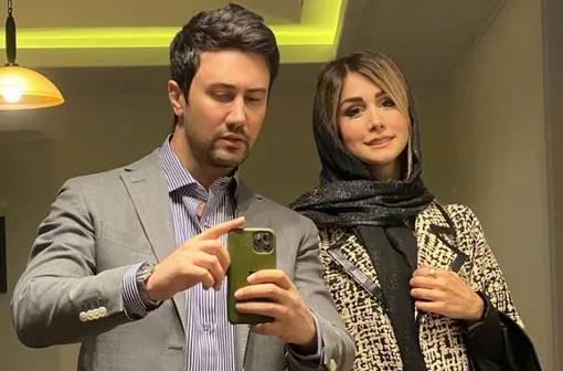 قاب عاشقانه شاهرخ استخری و همسرش +عکس