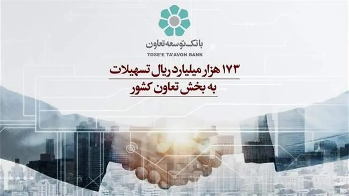 173 هزار میلیارد ریال تسهیلات بانک توسعه تعاون به بخش تعاون کشور