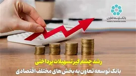 رشد چشم گیر تسهیلات پرداختی بانک توسعه تعاون به بخش های مختلف اقتصادی