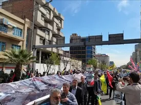 عکسی از فرزند ارشد رهبر انقلاب در راهپیمایی روز قدس