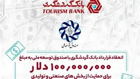 انعقاد قرارداد بانک گردشگری با صندوق توسعه ملی به مبلغ 100 میلیون دلار برای حمایت از بخش‌های صنعتی و تولیدی
