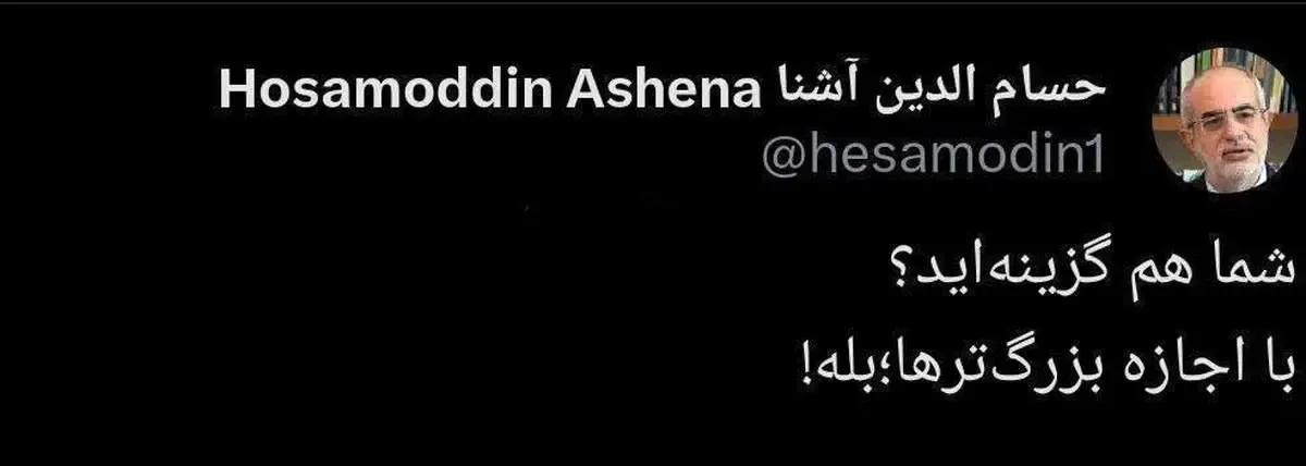 حسام‌الدین آشنا: با اجازه بزرگترها بله!