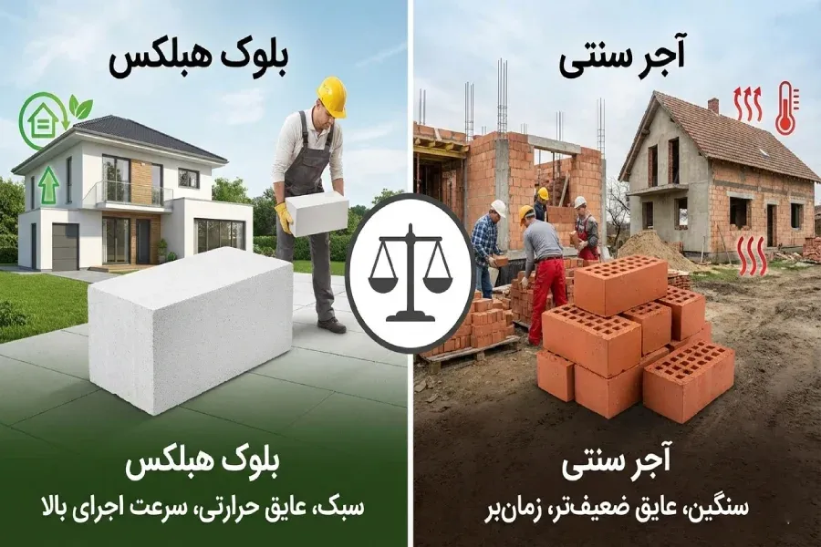 مقایسه آجر با بلوک aac