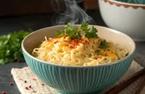 طرز تهیه نودل و پنیر چدار خوشمزه و سریع