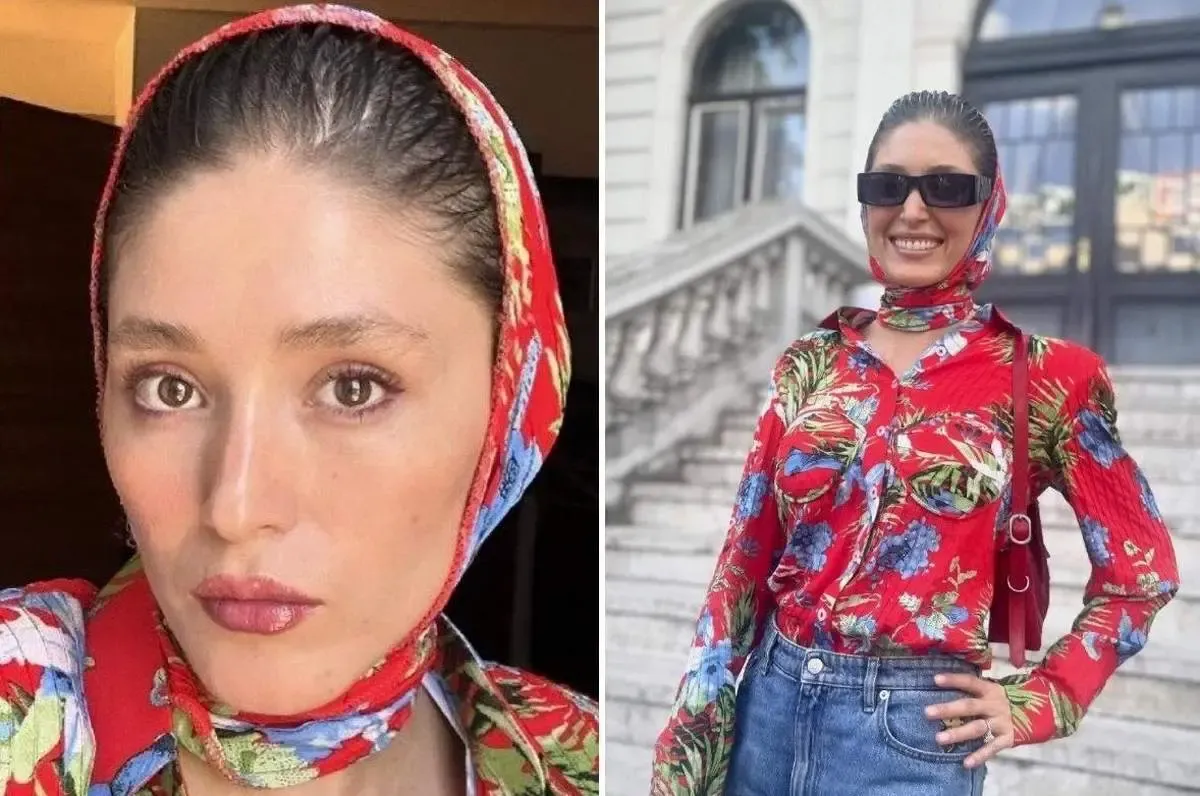 مدلینگ جذاب فرشته حسینی با لباس توری لاجوردی/ عکس