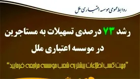 رشد ۷۳ درصدی تسهیلات به مستاجرین در موسسه اعتباری ملل
