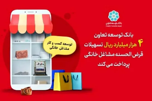 بانک توسعه تعاون ۴ هزار میلیارد ریال تسهیلات قرض الحسنه مشاغل خانگی پرداخت می کند