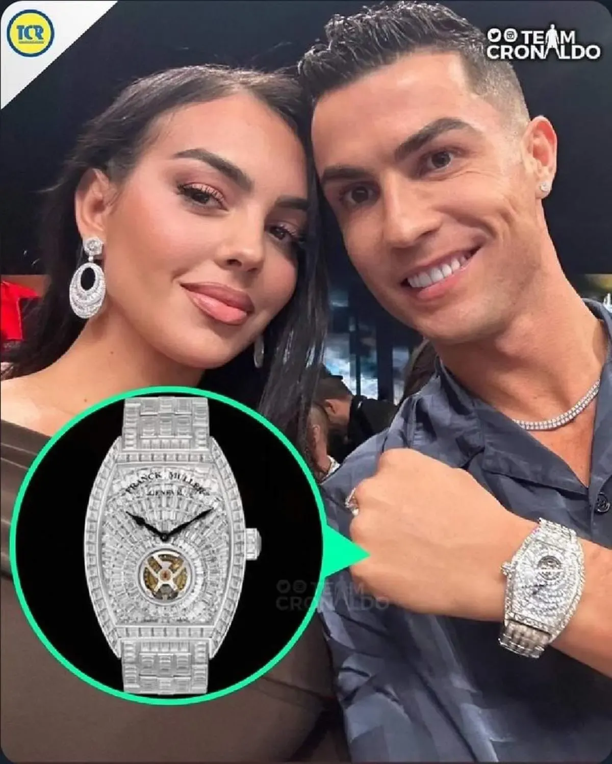 ژست خاص رونالدو با ساعت ۸۰,۰۰۰,۰۰۰,۰۰۰ تومانی در کنار جورجینا