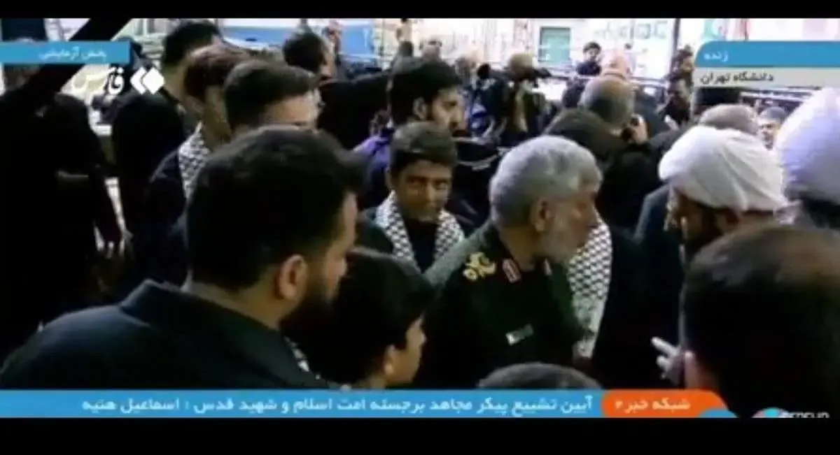 سردار قاآنی در مراسم تشییع پیکر شهید هنیه/ تصاویر