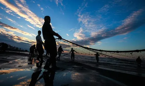 صید ماهی در ساحل ایزدشهر/عکس : خلیل غلامی