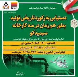 دستیابی به رکورد تاریخی تولید به طور همزمان در سه کارخانه سیمیدکو / بازیابی و احیا بیش از دو میلیون مترمکعب آب در سیمیدکو