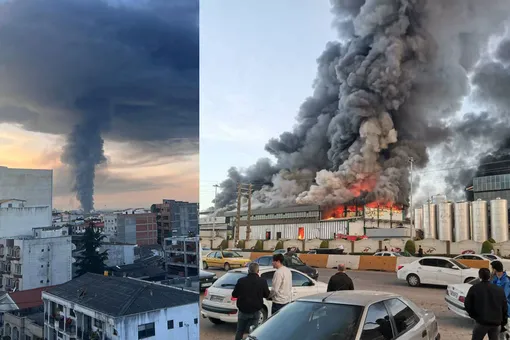 ببینید/ آتش‌سوزی در کارخانه شرکت کاله در آمل