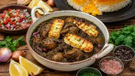 طرز تهیه قورمهسبزی با پنیر کبابی