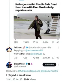 ایلان ماسک: در آزادی خبرنگار ایتالیایی نقش کوچکی داشتم / عکس