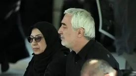 چهره ناراحت حاتمیکیا در مراسم تشییع پیکر شهدای سانحه بالگرد/ عکس