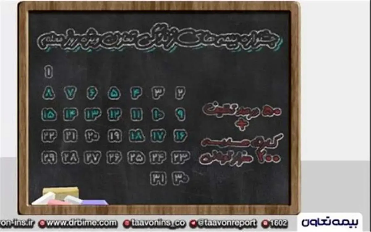 تخفیفانه بیمه های زندگی بیمه تعاون به مناسبت روز معلم