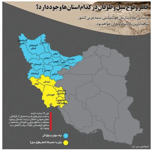 خطر وقوع سیل و طوفان در کدام استان‌ها وجود دارد؟