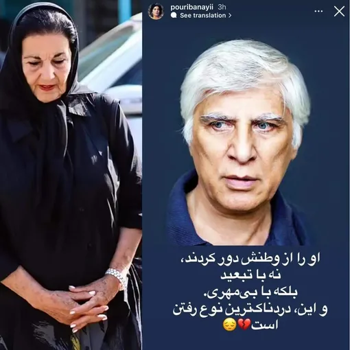 اندوه پوری بنایی از درگذشت بهرام بیضایی در غربت