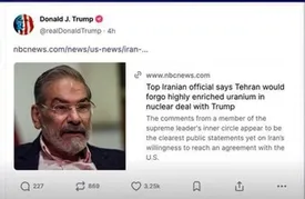 بازنشر مصاحبه شمخانی در شبکه اجتماعی ترامپ